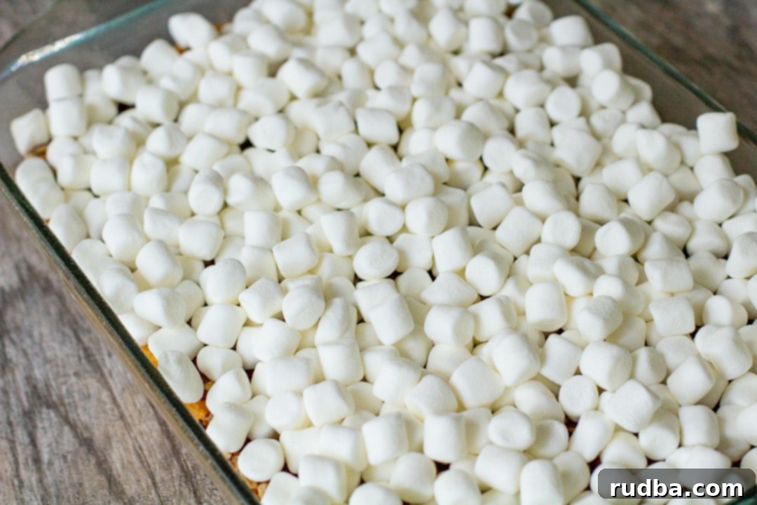 mini marshmallows in a glass baking dish