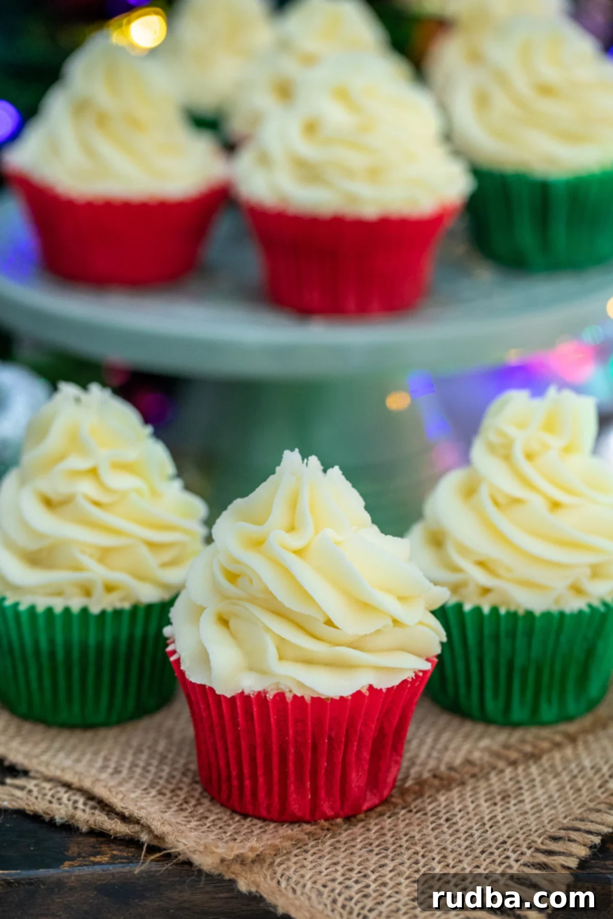 Six perfectly frosted gluten-free gingerbread cupcakes, ready for holiday celebrations.