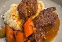 Pot Roast Perfection: Slow Cooked Beef with Tangy Goat Cheese Mash