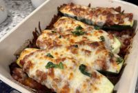 Lasagna-Filled Zucchini Vessels